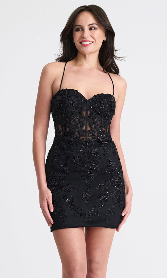 Faviana 11301 - Sheer Boned Bodice Sleeveless Short Dress