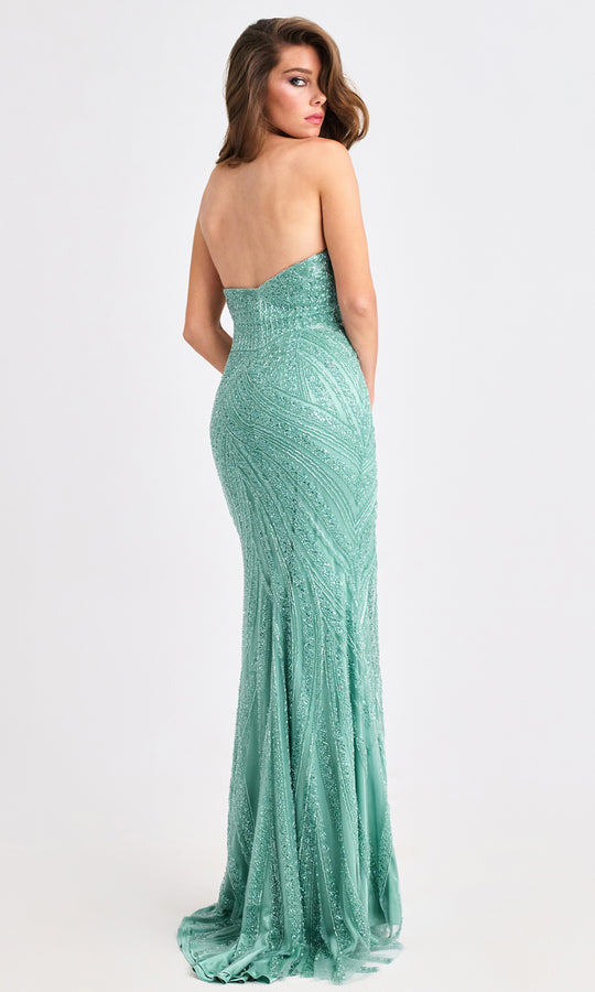 Faviana 11408 - Geometric Beaded Strapless Prom Gown
