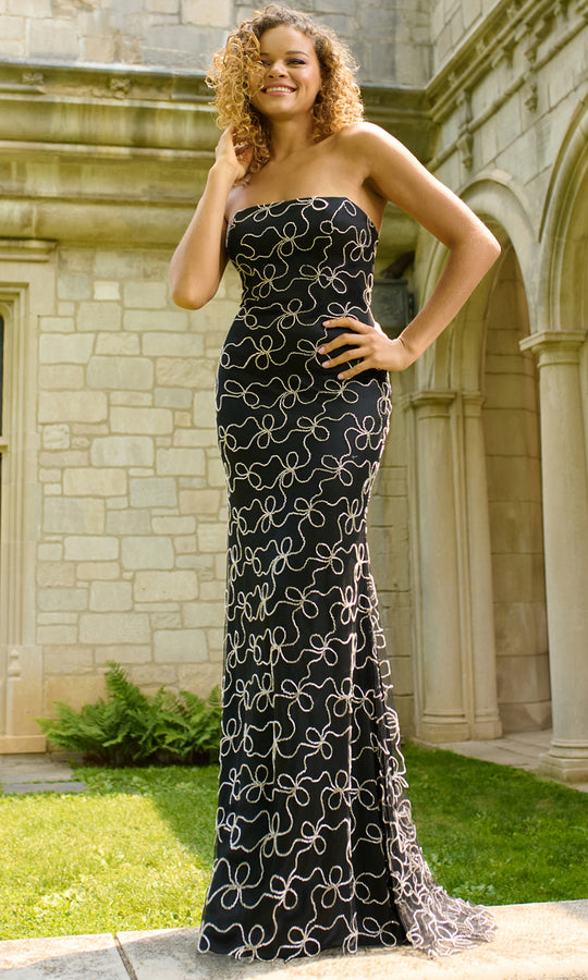 Faviana 11416 - Strapless Textured Embroidered Gown