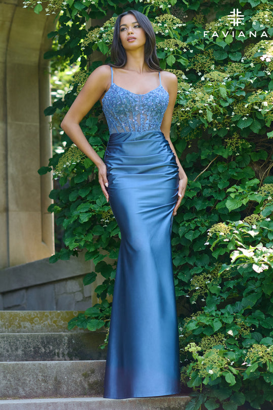 Faviana 11433 - Beaded Bustier Scoop Prom Dress