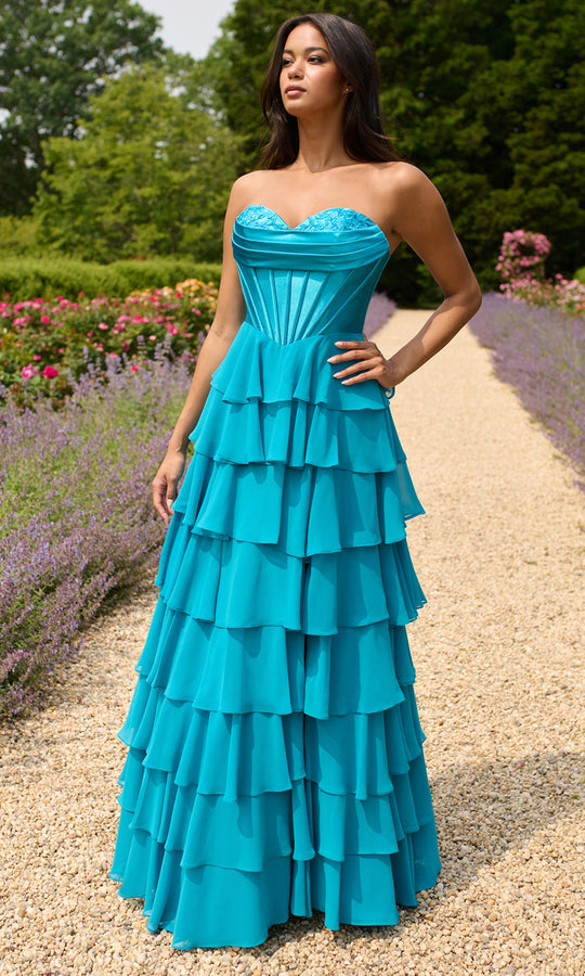 Faviana 11436 - Sweetheart Ruffle Layered Prom Gown