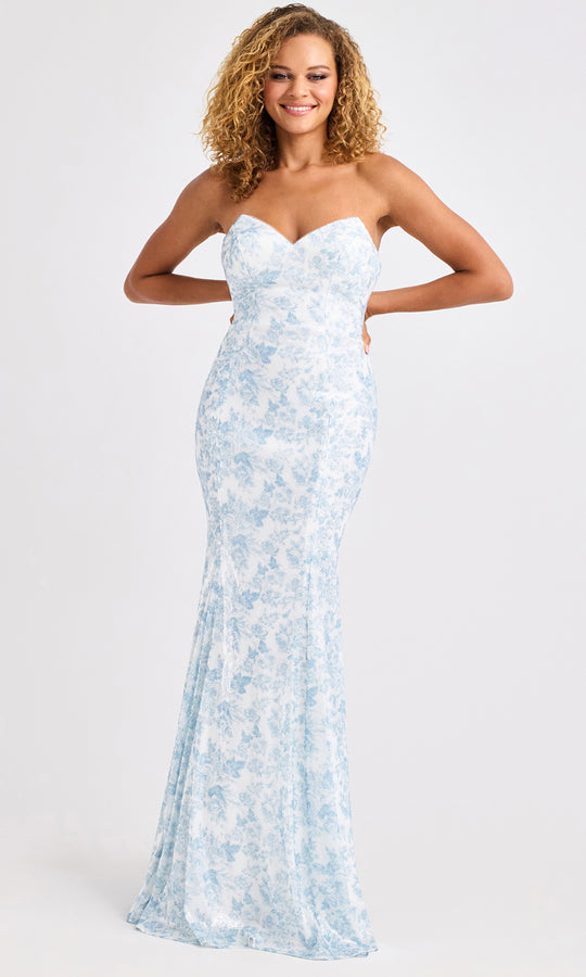 Faviana 11441 - Strapless Floral Sequin Long Dress