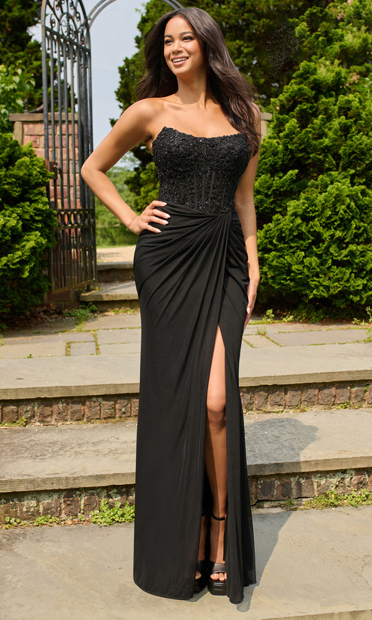 Faviana 11445 - Scoop Neck Fitted Mesh Dress with Beaded Top