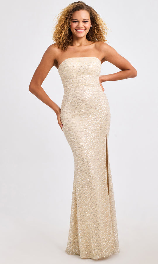 Faviana 11446 - Scallop Beaded Straight Across Prom Dress