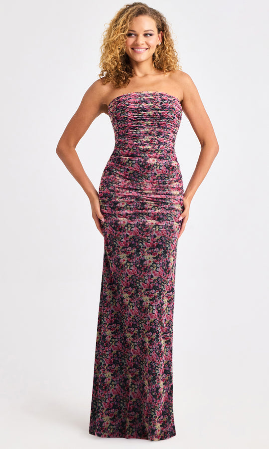 Faviana 11461 - Strapless Floral Ruched Long Dress