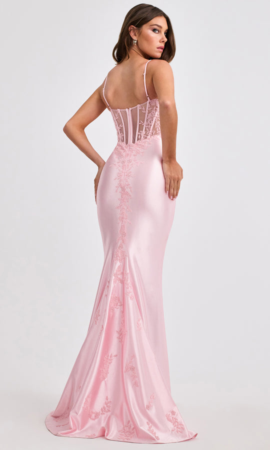 Faviana 11466 - Sheer Corset Back Spaghetti Strap Dress
