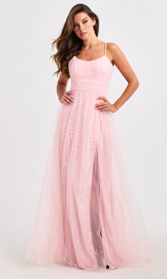 Faviana 11471 - Beaded Applique Tulle Overlay Prom Dress