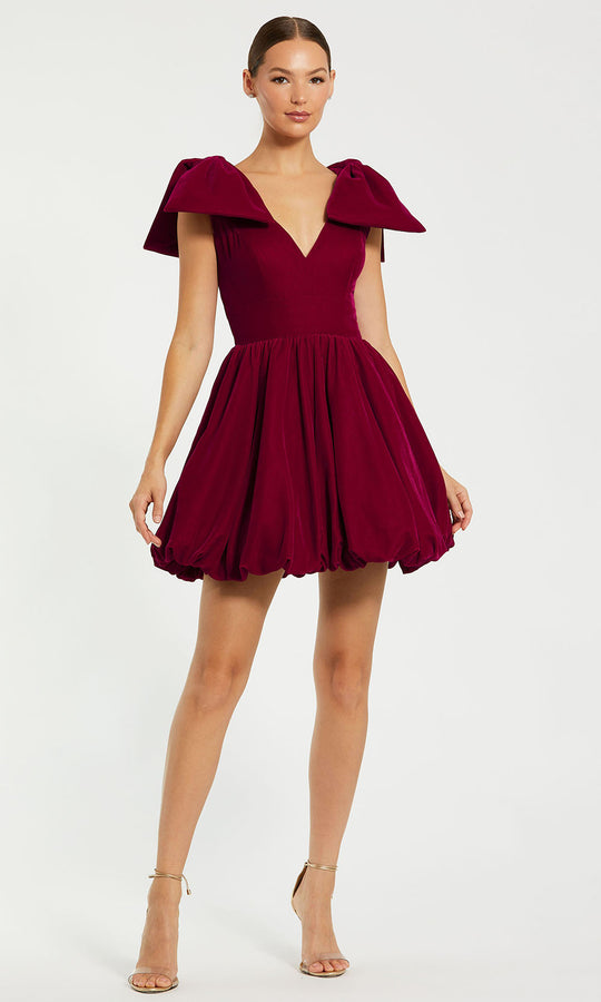 Ieena Duggal 11743 - V-Neck Mini Dress with Bubble Hem
