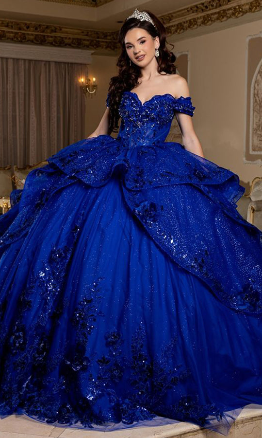 May Queen LK298 - Sequined Tiered Prom Ballgown