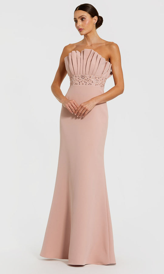 Mac Duggal 11848 - Strapless Pleated Embellished Sheath Gown