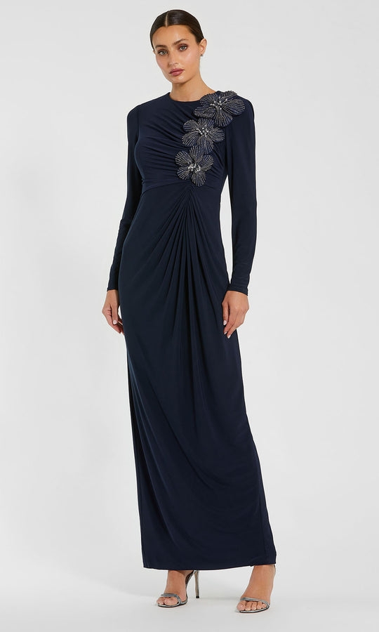 Mac Duggal 11850 - High Neck Column Gown with Floral Detail