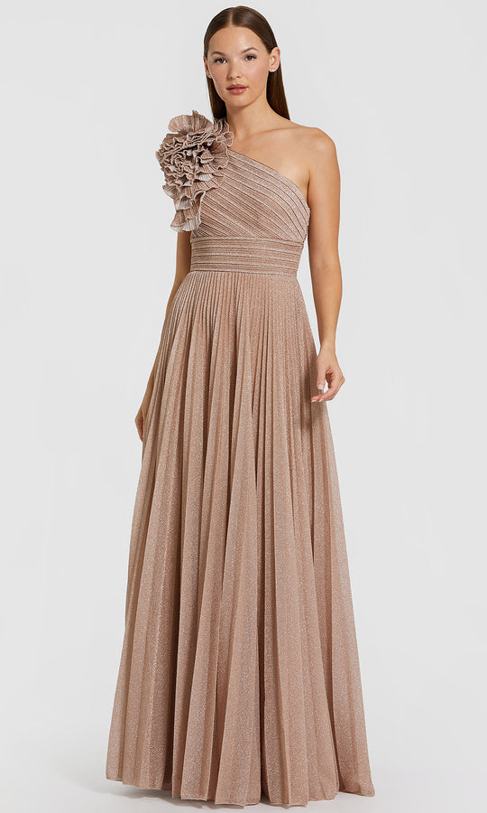 Ieena Duggal 11879 - 3D Ruffled Shoulder Pleated Formal Dress