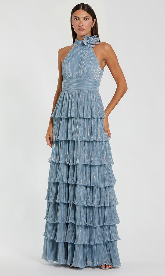 Ieena Duggal 11882 - Halter Neckline Tiered Ruffle Gown
