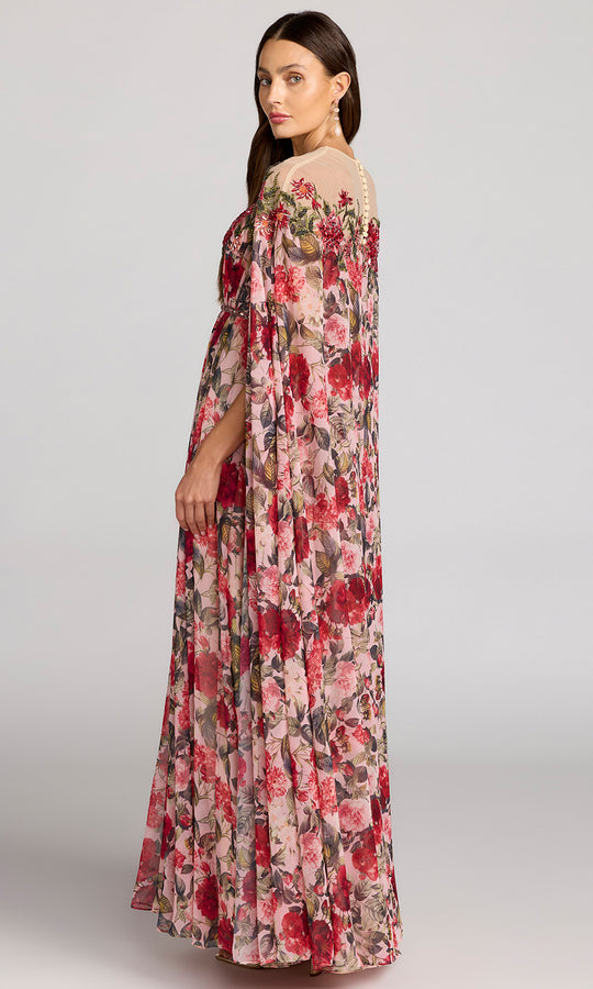Mac Duggal 11907 - Floral Print Illusion High Neck Evening Gown