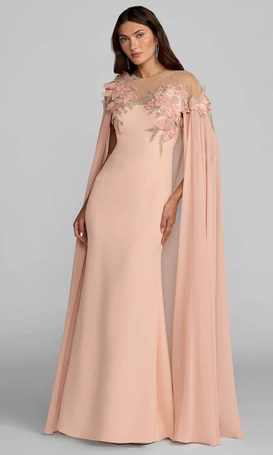 Mac Duggal 11942 - Cape Sleeve Floral Embellished Long Gown