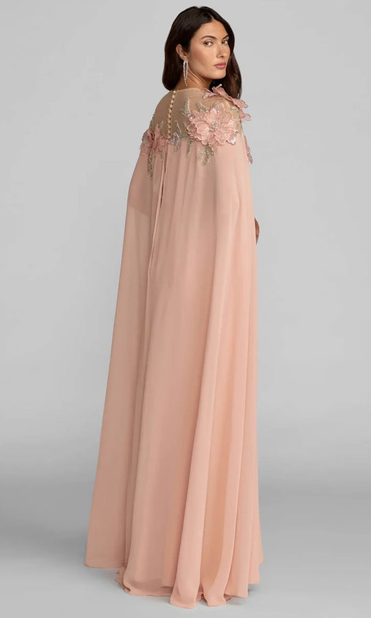 Mac Duggal 11942 - Cape Sleeve Floral Embellished Long Gown