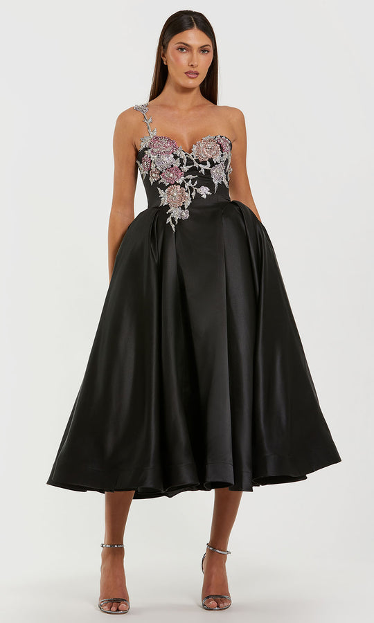 Mac Duggal 11955 - Floral Applique One Shoulder Evening Dress