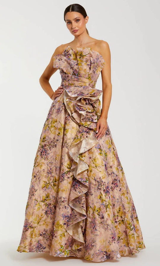 Mac Duggal 11980 - Strapless Floral Burnout Velvet Ballgown