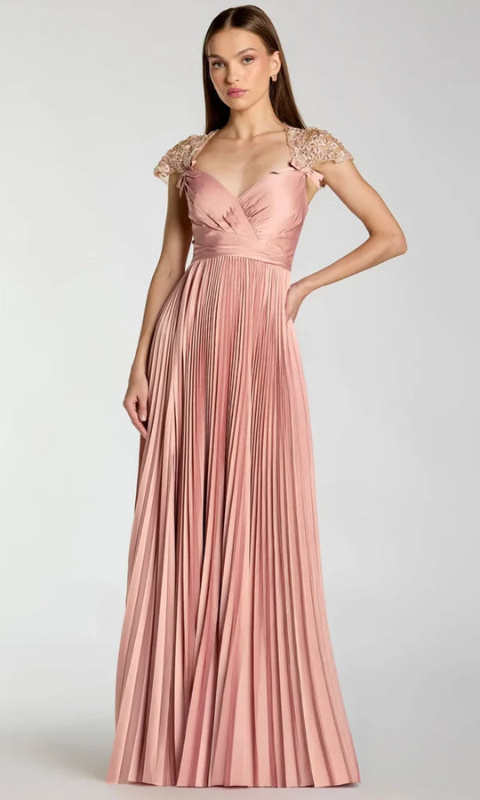 Mac Duggal 11987 - Embellished Cap Sleeve Pleated Gown