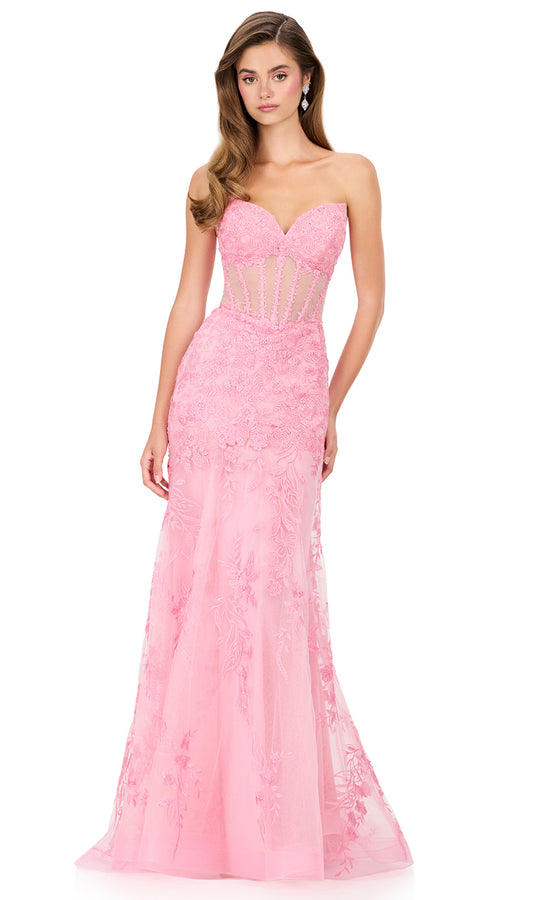 Ashley Lauren 12060 - Sweetheart Neckline Floral Embroidered Gown