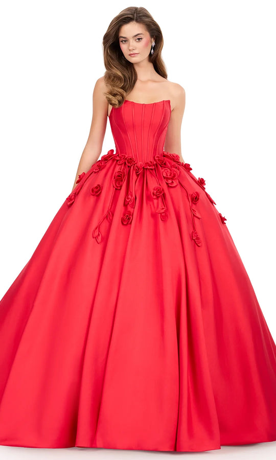 Ashley Lauren 12062 - Rosette Embellished Scoop Neck Ballgown