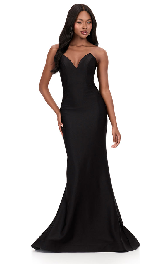 Ashley Lauren 12164 - Minimalist V-Neckline Jersey Prom Dress