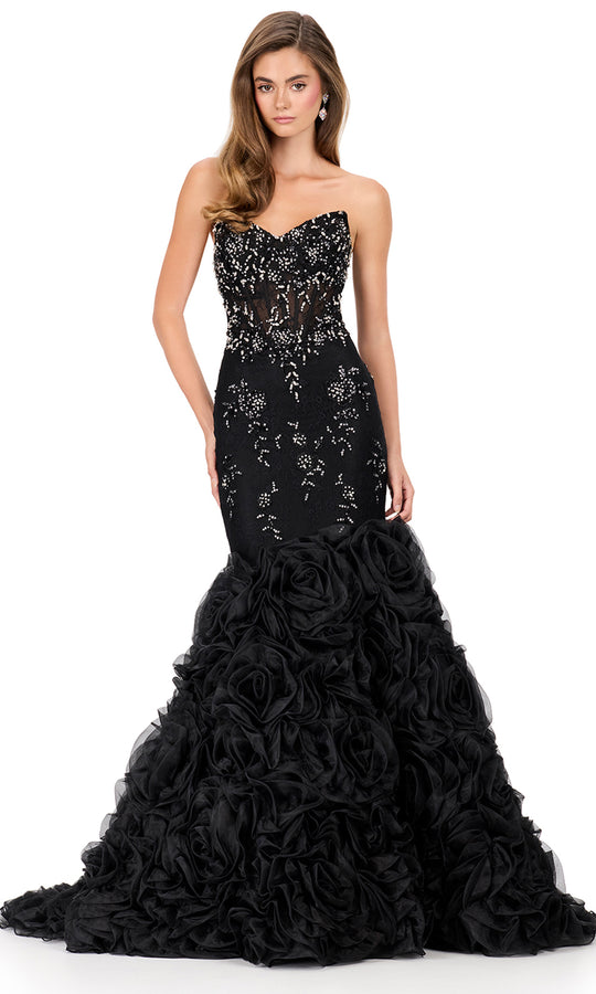 Ashley Lauren 12170 - Strapless Corset Rosette Mermaid Dress