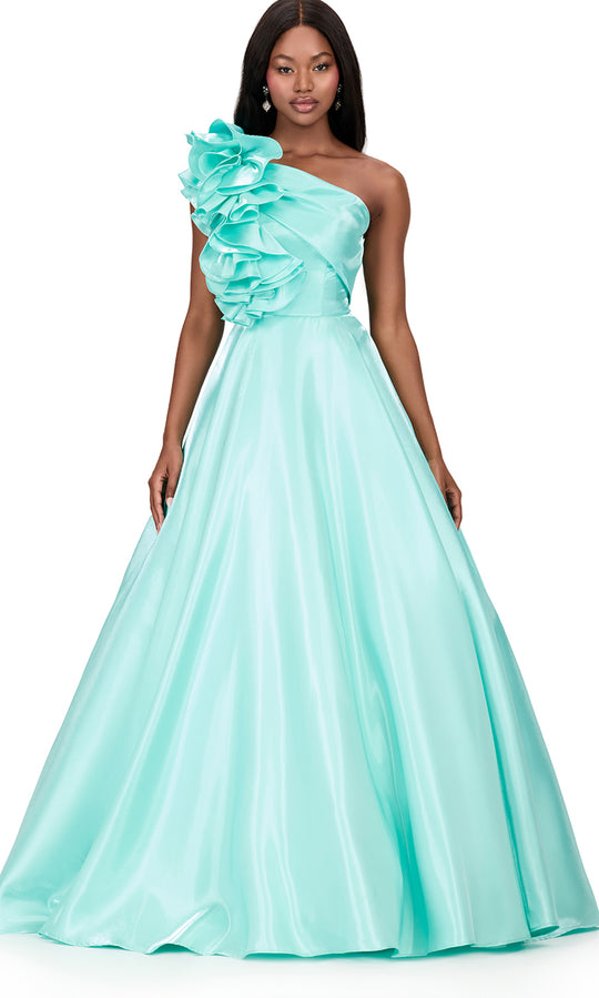 Ashley Lauren 12171 - Ruffle Detail One Shoulder Prom Gown