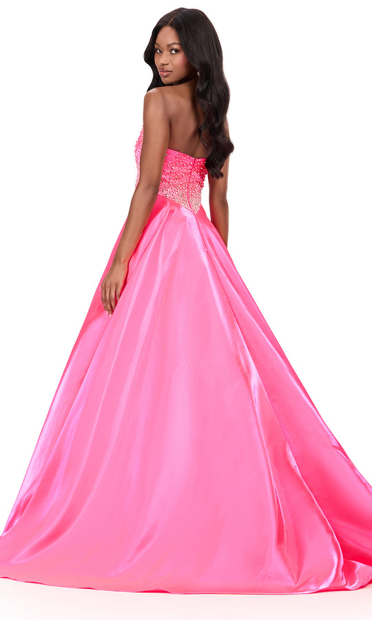 Ashley Lauren 12198 - Crystal Detailed Bustier Satin Ballgown