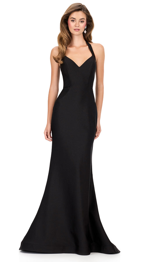 Ashley Lauren 12205 - Lace-Up Back Halter Jersey Dress