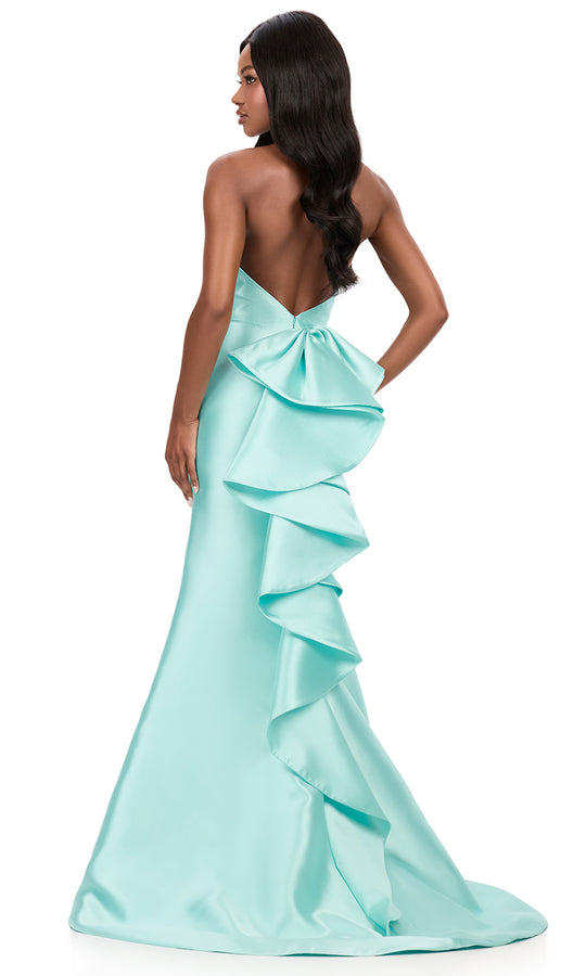 Ashley Lauren 12214 - Halter Neckline Mikado Dress with Ruffle Detail