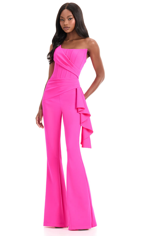 Ashley Lauren 12233 - One Shoulder Corset Style Jumpsuit