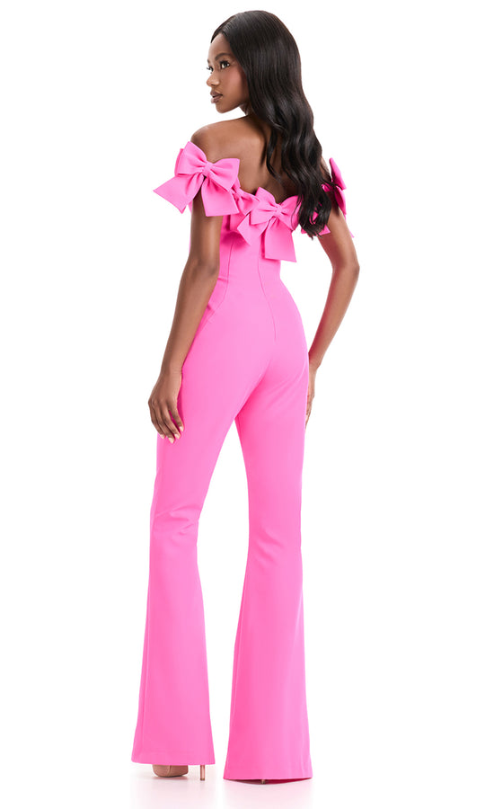 Ashley Lauren 12236 - Off Shoulder Bow Detail Jumpsuit