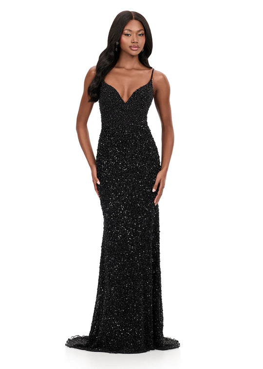 Ashley Lauren 12244 - Fully Beaded Scoop Back Prom Dress