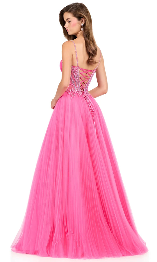 Ashley Lauren 12246 - Beaded Corset Tulle A-Line Evening Gown