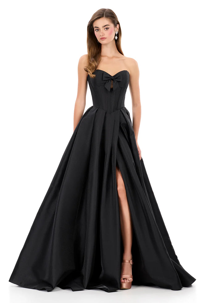 long box pleated dress Terani Couture 251P4113 - Long Satin A-Line Dress