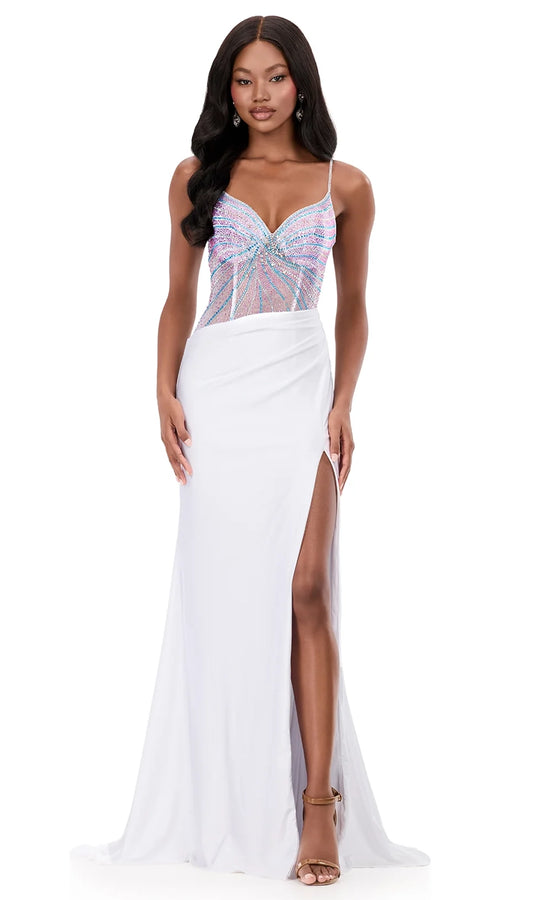 Ashley Lauren 12270 - Multicolor Beaded Corset Sheath Dress