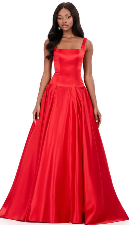 Ashley Lauren 12277 - Square Neckline Box-Pleated Ballgown