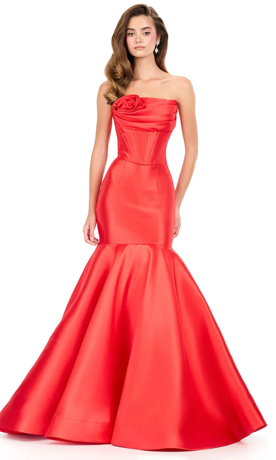 Ashley Lauren 12278 - Rosette Accent Strapless Mermaid Dress
