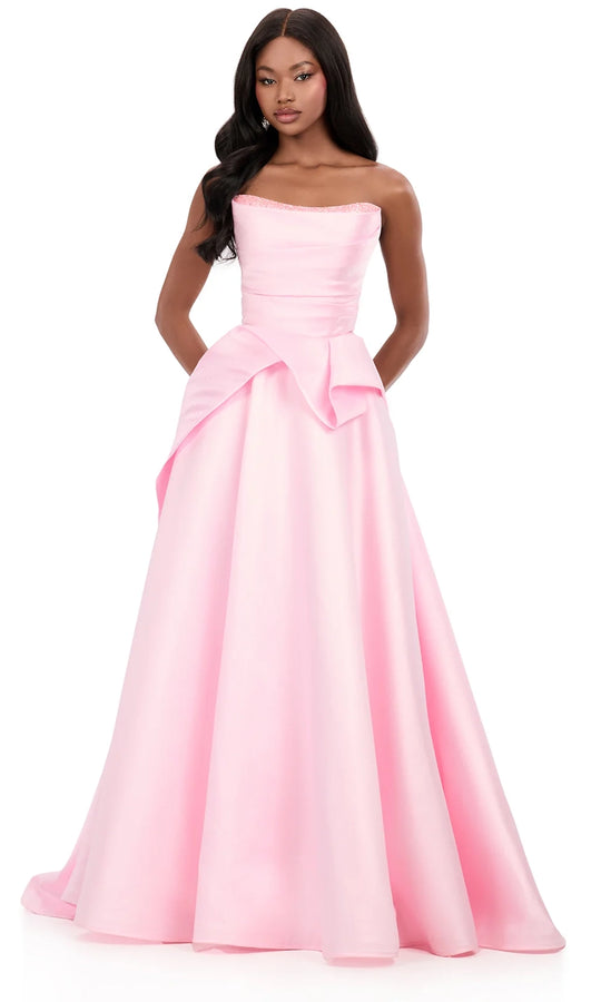 Ashley Lauren 12280 - Mikado Strapless Bodice Peplum Ballgown