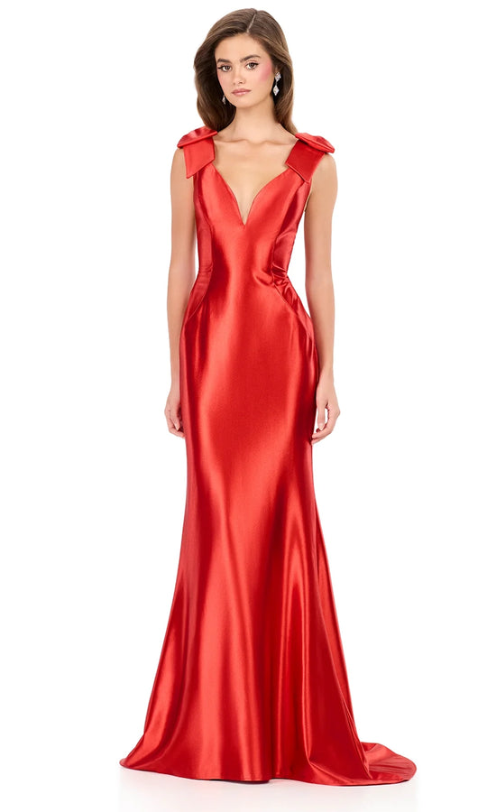Ashley Lauren 12286 - Bow Shoulder Shimmer Jersey Gown
