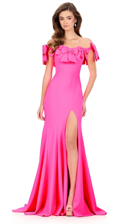 Ashley Lauren 12288 - Off Shoulder Bow Accent Prom Dress