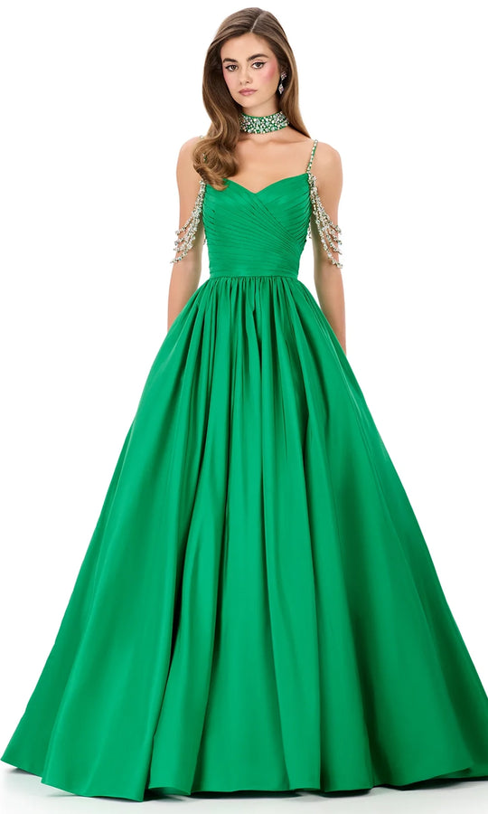 Ashley Lauren 12300 - Beaded Strap Taffeta Ballgown