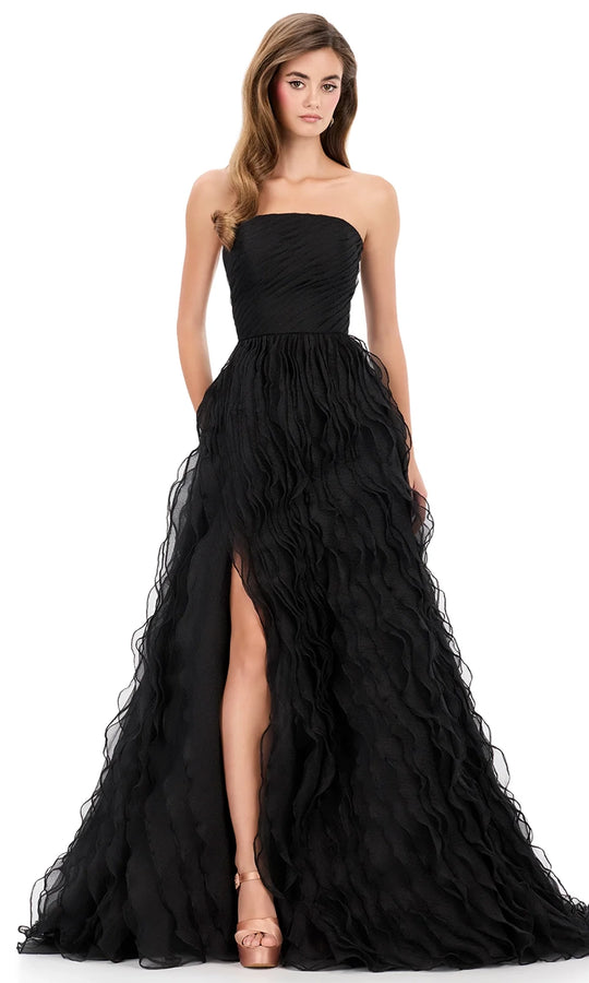 Ashley Lauren 12306 - Straight Neckline Crinkle Organza Ballgown