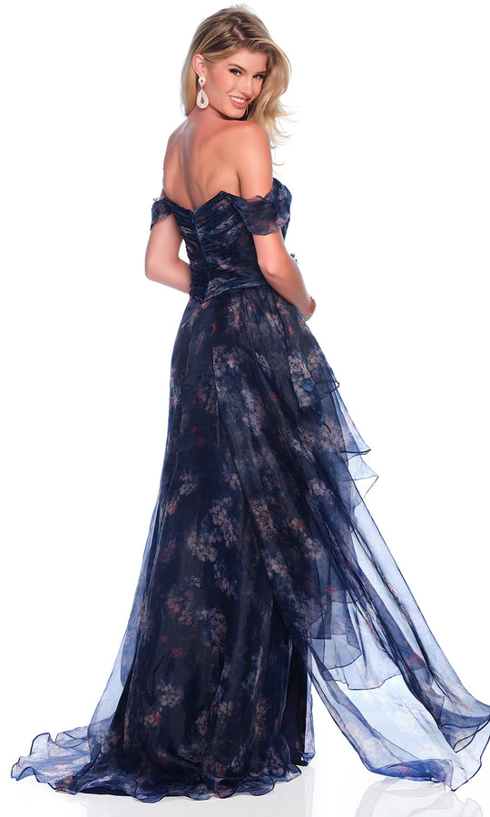 Dave & Johnny 12336 - Floral Bodice Off Shoulder Prom Dress