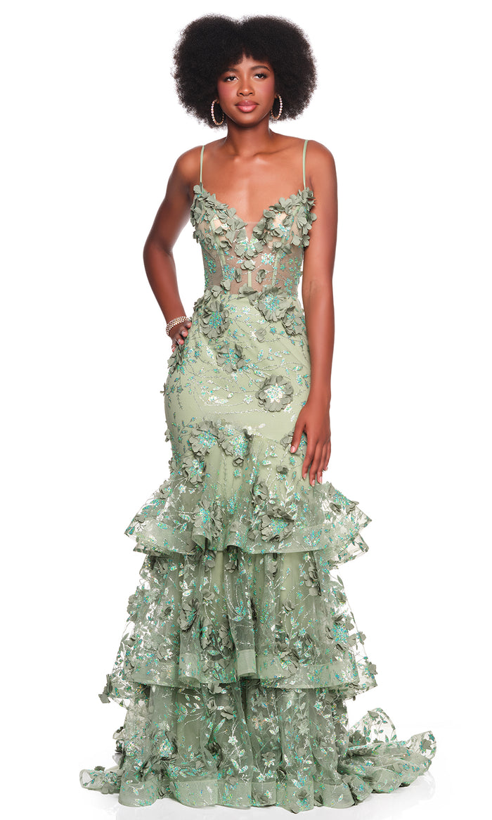 tiered mermaid dress Cinderella Divine 3D FLORAL TIERED MERMAID DRESS CM329 LA TOP DIVAS