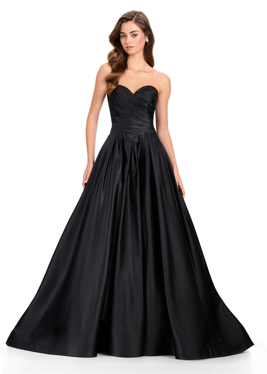 Ashley Lauren 12394 - Pleated Satin Sweetheart Prom Ballgown