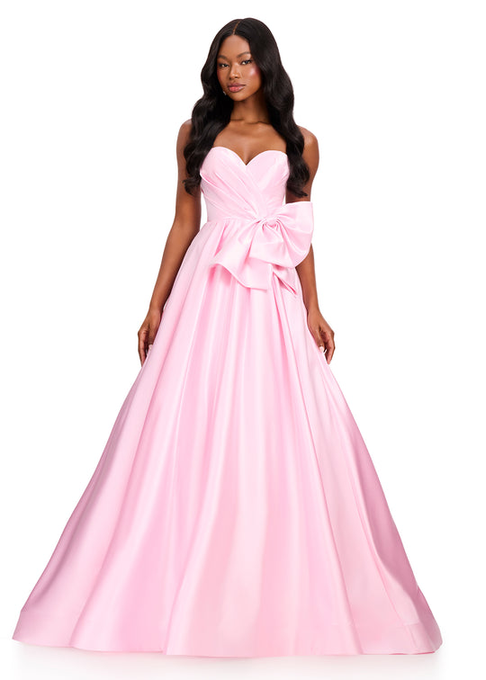 Ashley Lauren 12396 - Bow Accent Sweetheart Satin Prom Gown