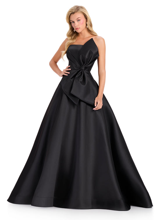 Ashley Lauren 12401 - Asymmetric Bow Mikado Prom Ballgown