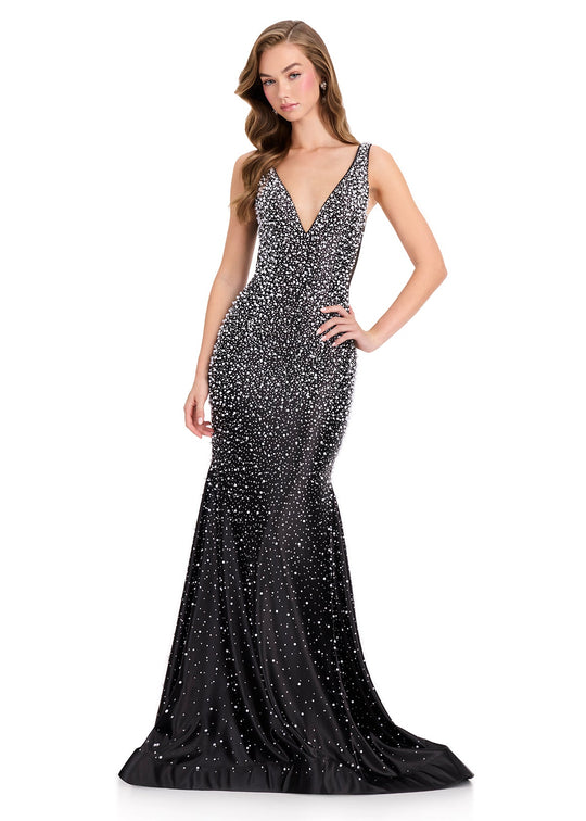 Ashley Lauren 12415 - Mermaid Pearl Beaded Sleeveless Prom Gown